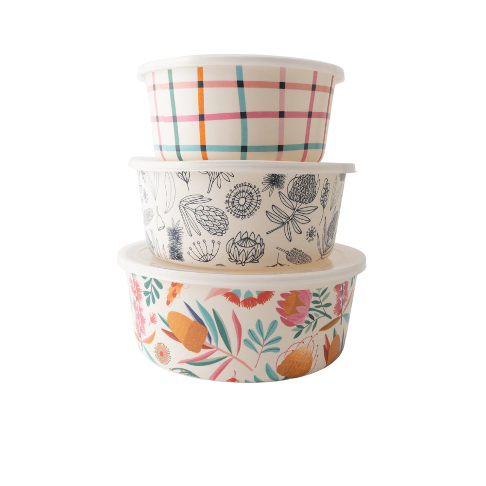 Indigo Series Bamboo Container Lid 3pc - SPRING MULTI